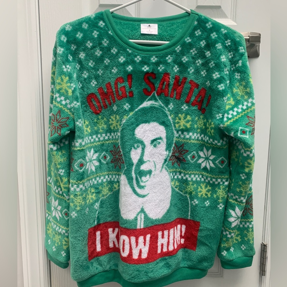 ELF Fuzzy Christmas Sweater - SANTA! I KNOW HIM!